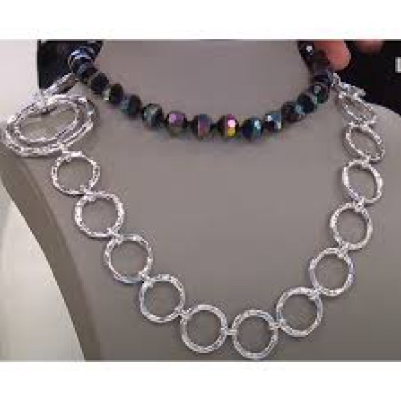 Heidi Daus New Wave 2-piece Silver and Blue Crystal Necklace Set - Picture 7 of 7